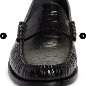 Rhude Black Croc-Embossed Leather Men's Loafers Size 12 Designer Slip-On